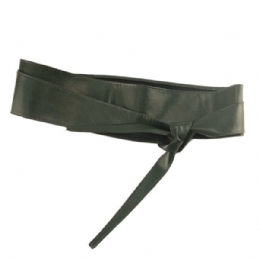 Olive wide plain colour belt with double turnaround